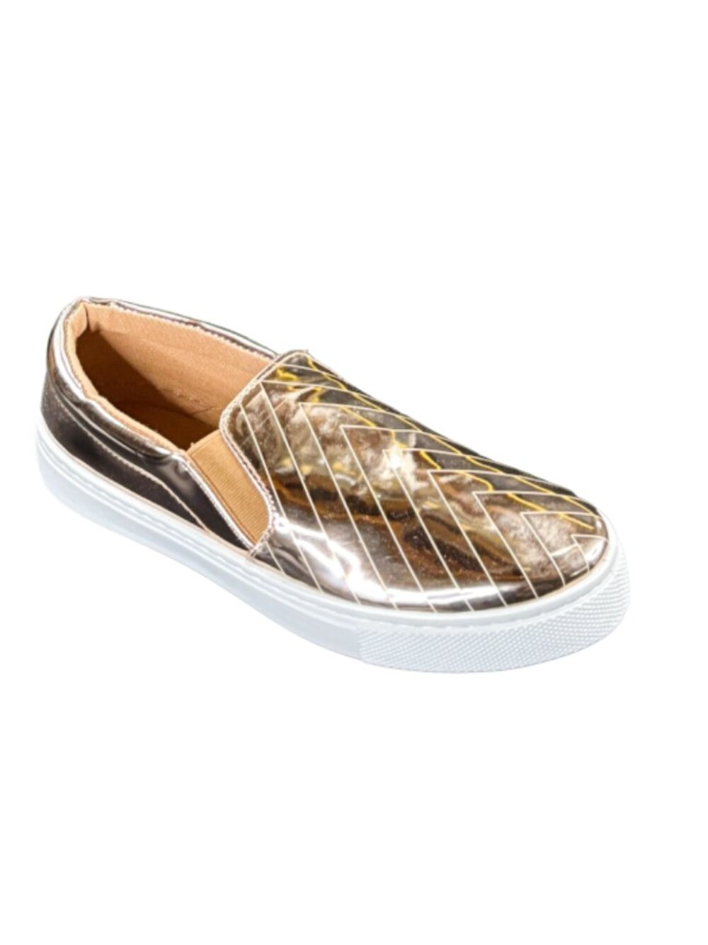 Qupid Reba-121D Women’s Rose Gold Slip-On Casual Sneakers